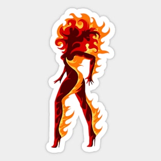 Fiery Girl Illustration Sticker